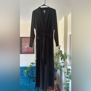 Plunge neck wide leg jumpsuit